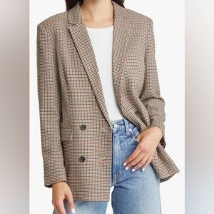 NWT Rails Jac Houndstooth Double Breasted Stretch Twill Blazer